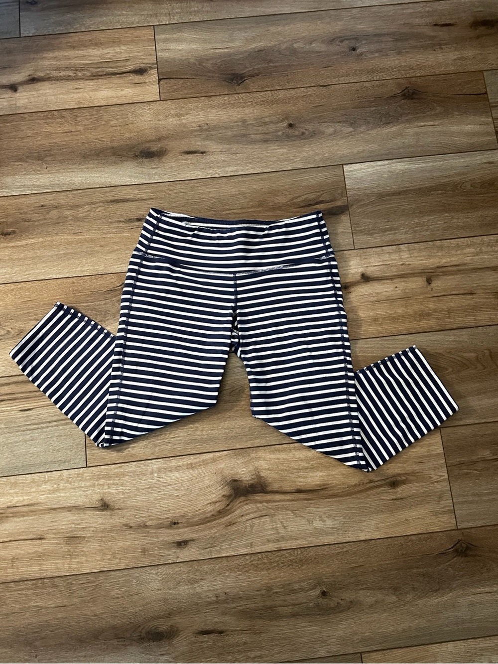 Athleta Navy and White Striped Leggings